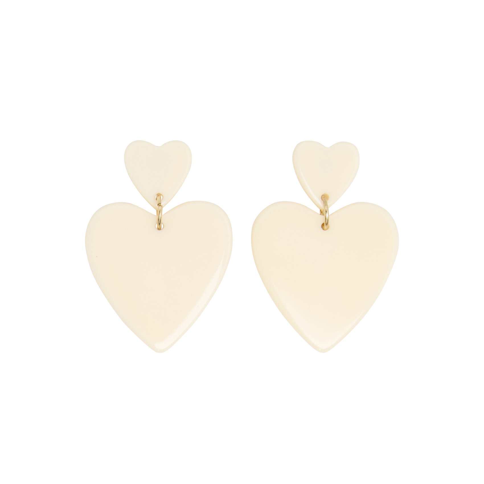 MINI THEOPHILE - Boucles d'oreilles double cœur | Blanc