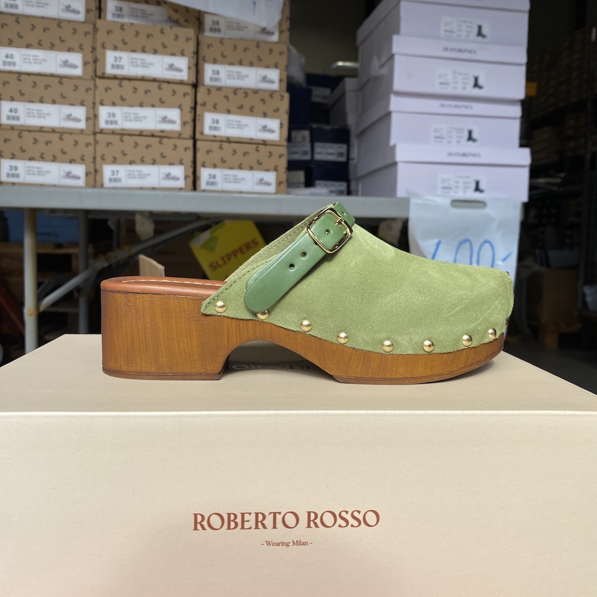 Roberto Rosso - Clogs Suede Leather Green