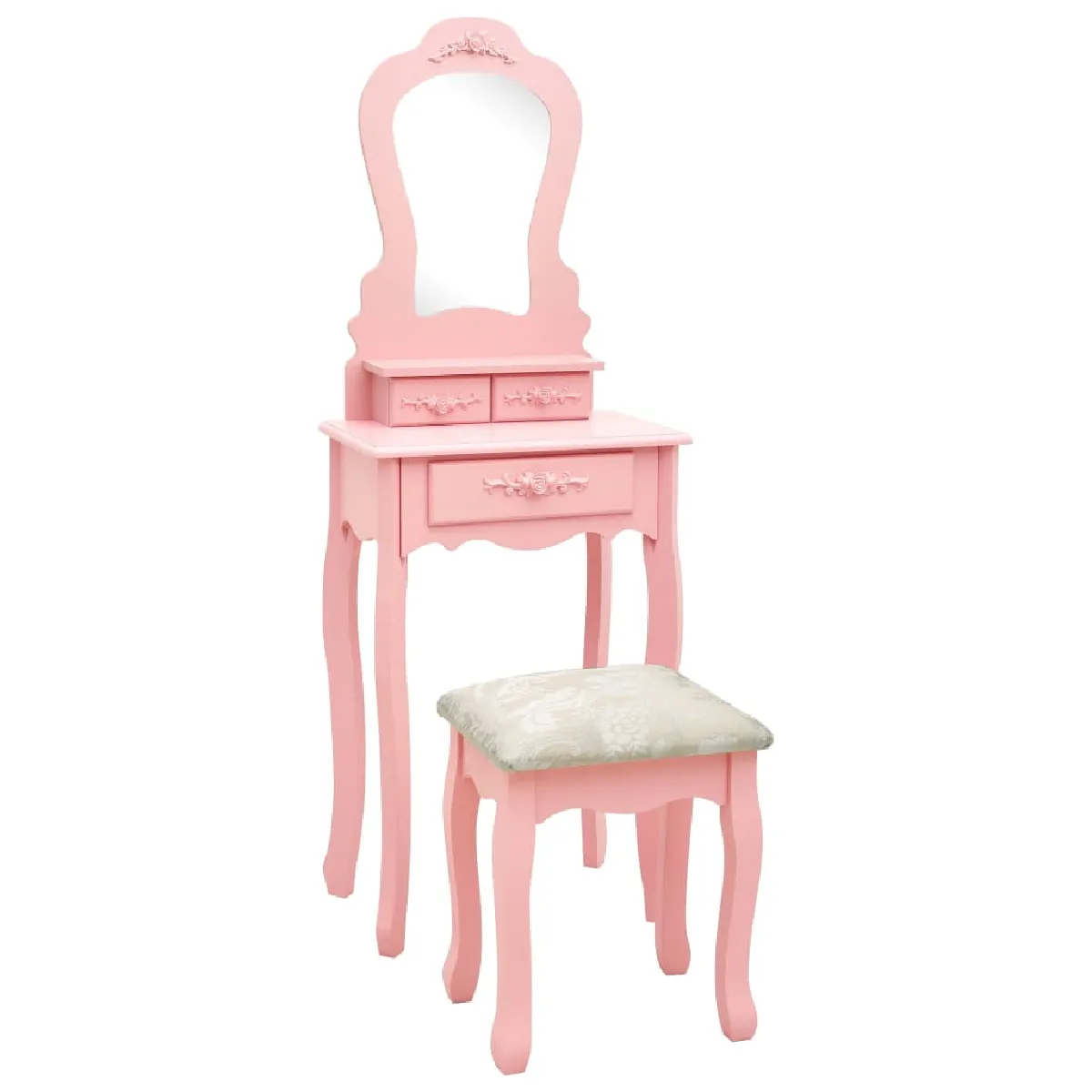 vidaXL Ensemble Coiffeuse et Tabouret - Rose