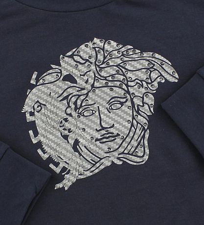 Young Versace Sweatshirt - Mattblau m. Silbernes Logo