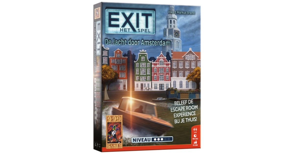 999 GamesEXIT - De Jacht door Amsterdam Gezelschapsspel  (Nederlands, 1-4 spelers, 45 minuten, vanaf 12 jaar)
