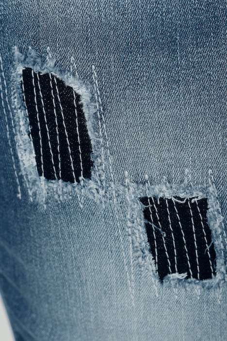 Boyfriend-Jeans, Glitzer Totenköpfe, Destroy-Effekte, 5-Pocket