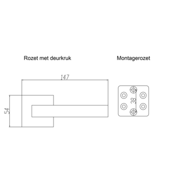 Gamma deurkruk set Florence vierkant rozet zwart RVS