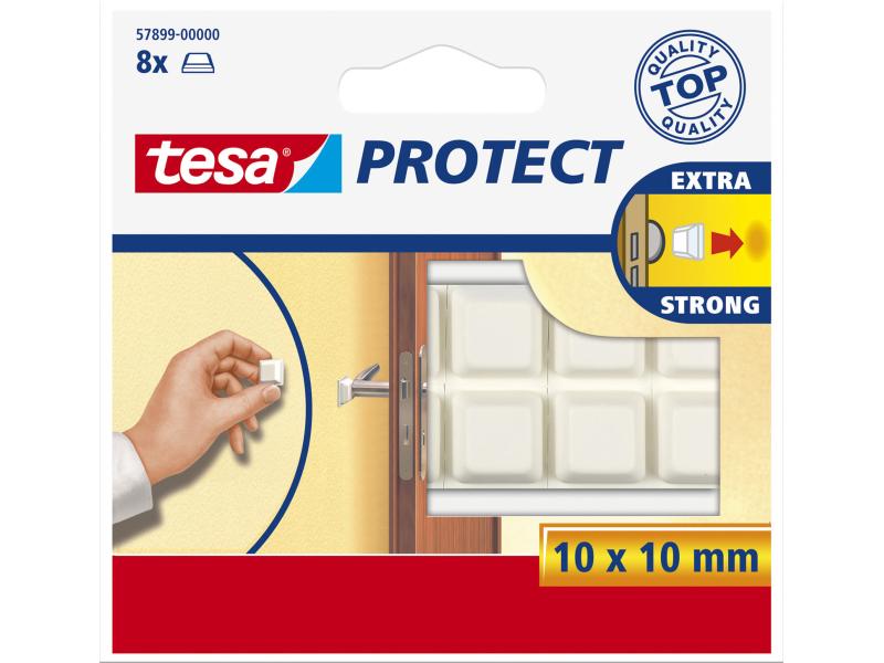 tesa Schutzpuffer Protect 10 mm x 10 mm Schutzpuffer für Möbel und Wände, 10 x 10 mm, 8 Stück
