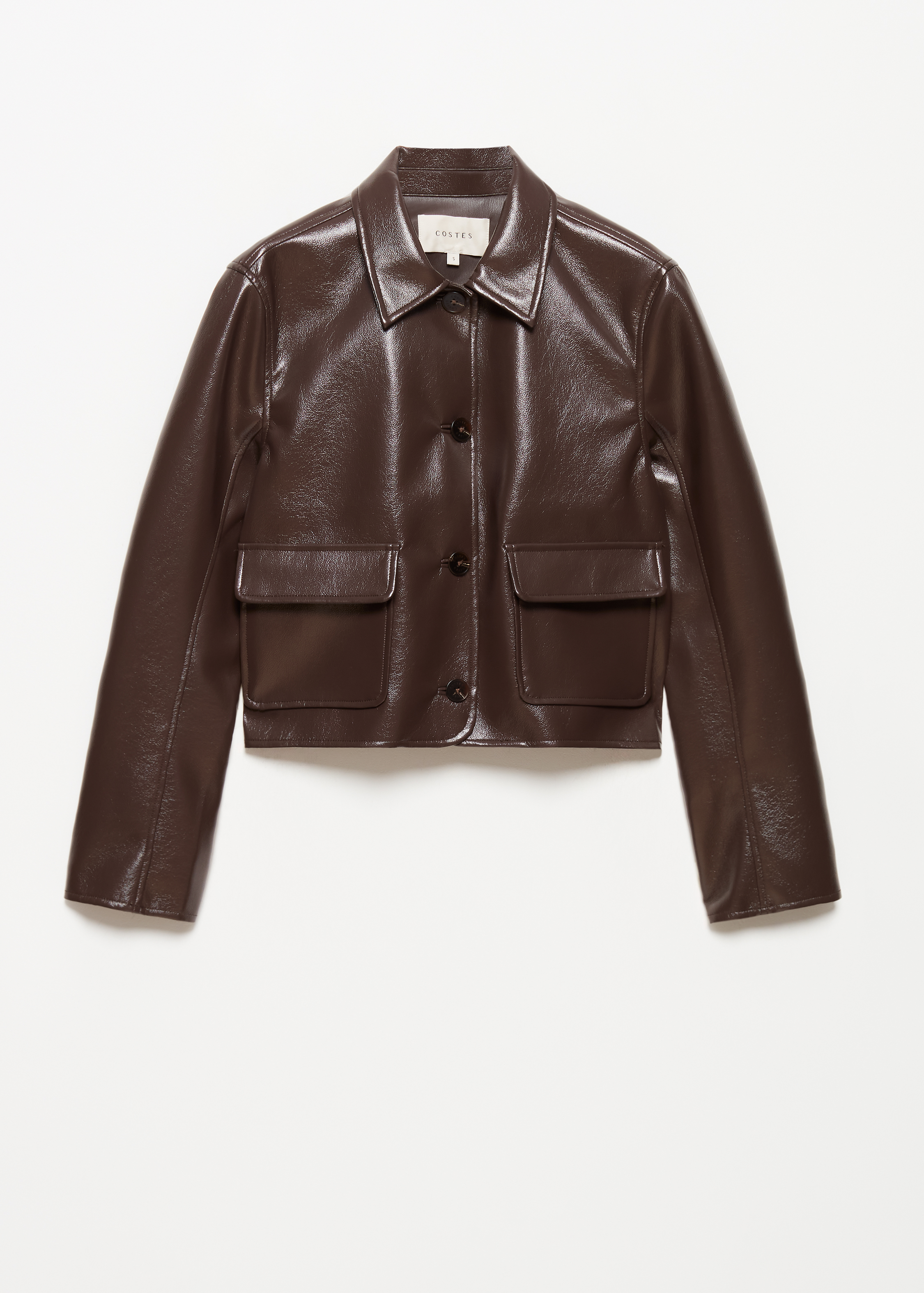 Cropped patent jacket