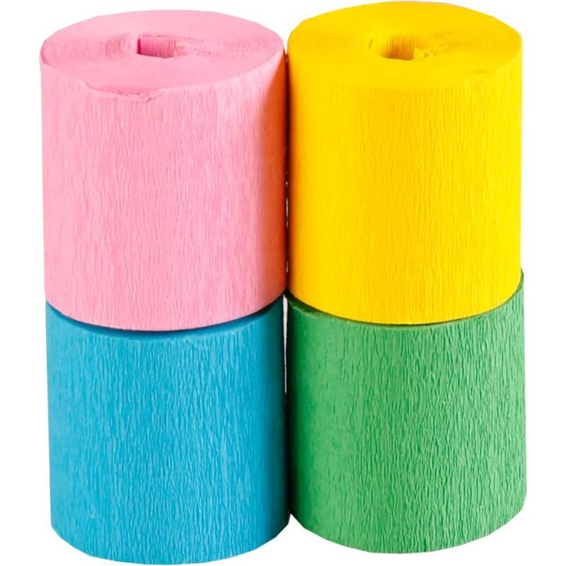 PAPIER CRÉPON IGNIFUGÉ, 4 bandes au format 5cmx10m - Assortiment printanier