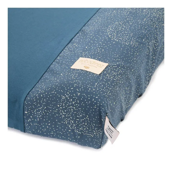 Nobodinoz Housse de matelas à langer Calma Bubble en coton bio | Bleu nuit