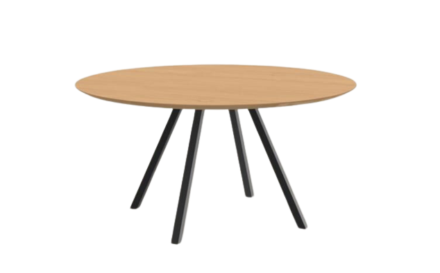 Studio HENK tafel New Classic Rond Quadpod, zwart frame - Smart Collectie ⌀160 | Eikenhout | Verjongde Rand | Frame Zwart