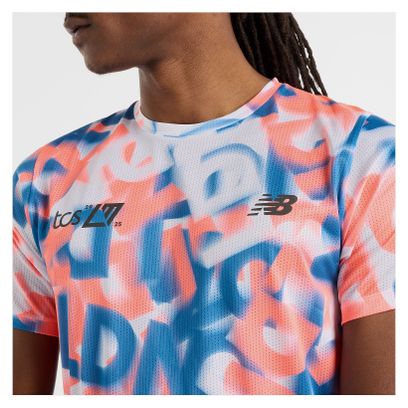 Maillot manches courtes New Balance London Edition Printed Athletics Blanc/Rouge/Bleu Homme