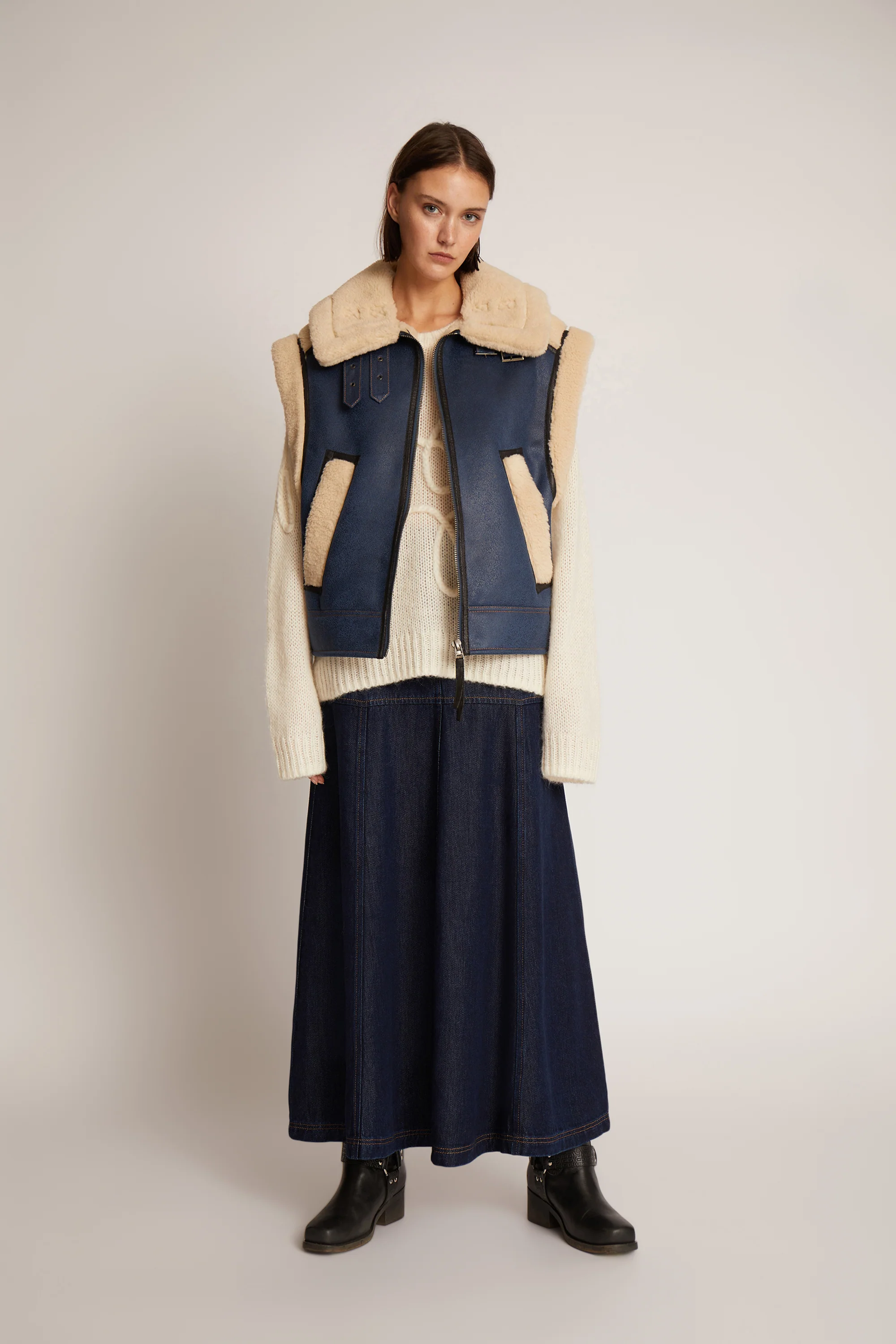 MUNTHE  Tuxya lang denim nederdel - Indigo