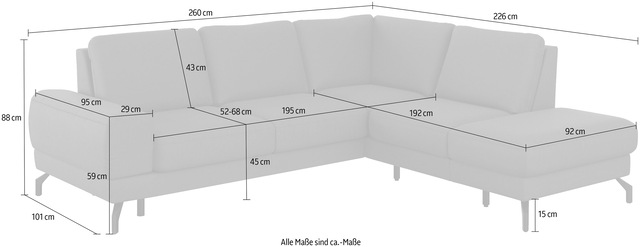 sit&more Ecksofa »Cinturo L-Form« inklusive Sitztiefenverstellung und Federkern, Sitzhöhe 45 cm
