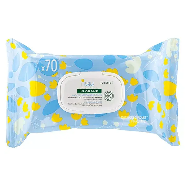 Klorane Bébé Calendula Lingette Nettoyante Douce 70 unités
