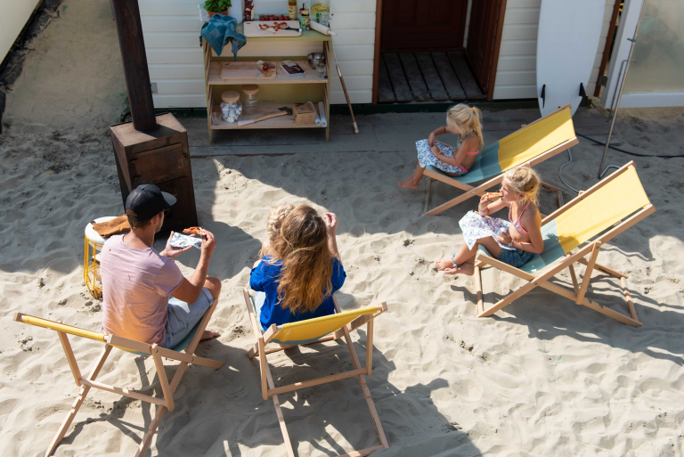 Weltevree Beach Chair hout tuinstoel rood/blauw