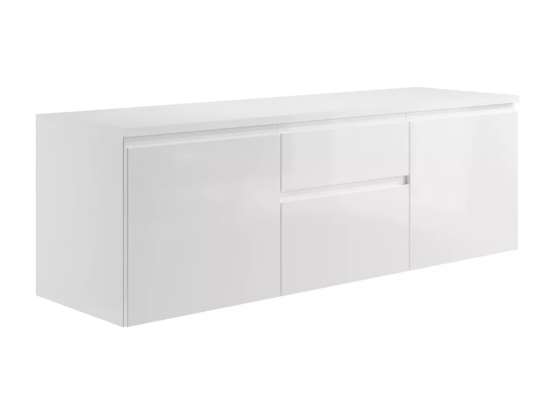 Meuble de salle de bain suspendu avec double vasque et miroirs - Blanc - 150 cm - JIMENA II