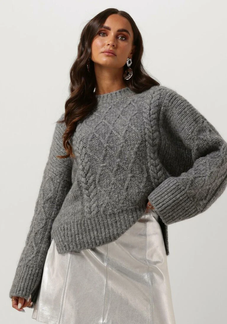SECOND FEMALE grijze second female trui dia knit o-neck