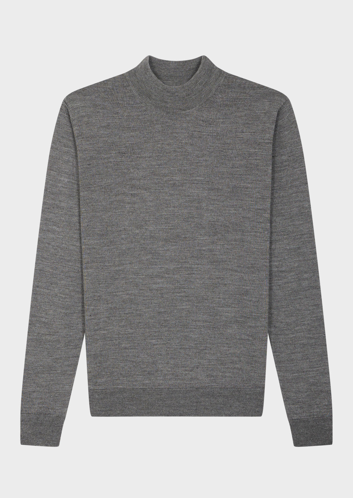 Pull col cheminée en laine Mérinos mélangée unie gris clair