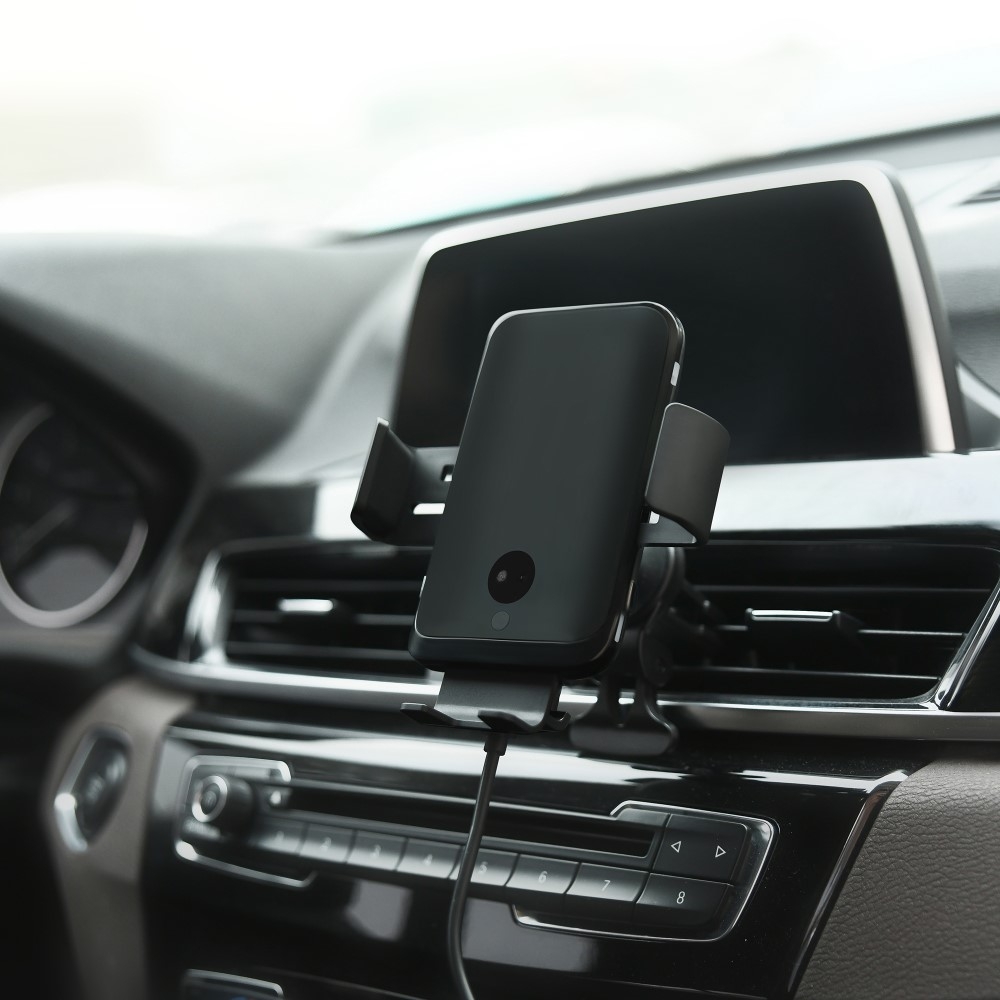 (10W) Qi Wireless Fast Charge Auto KFZ Halterung (C18) Ladegerät   Lüftungsgitter Befestigung mit Automatik Infrarotsensor - Schwarz