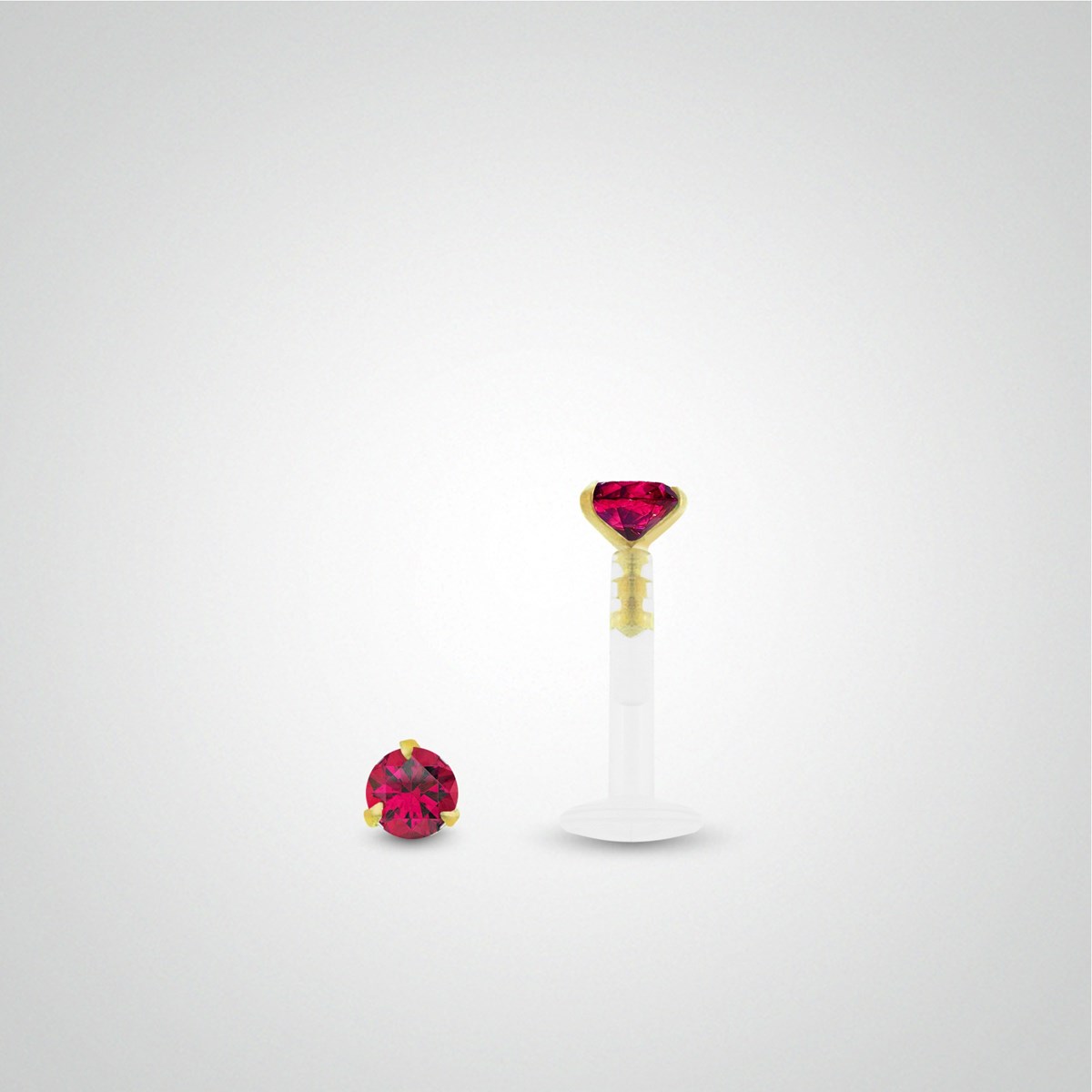 Piercing conch rubis 0,05 carats en or jaune