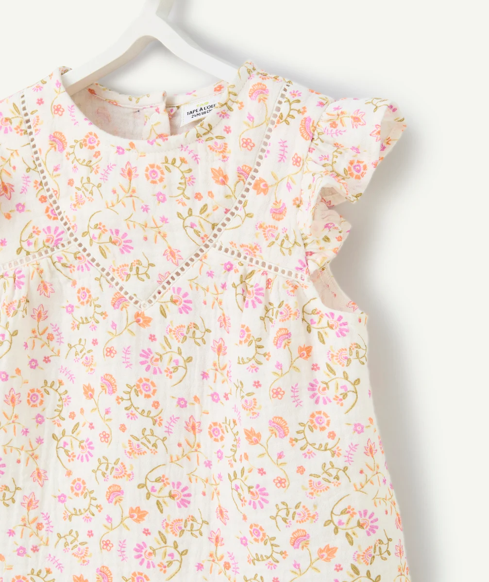 blouse bébé fille en gaze de coton imprimé à fleurs