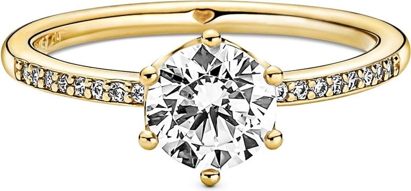 Pandora - Passions Sparkling Kroon - Ring - 14-karaats Verguld - Helder Zirkonia