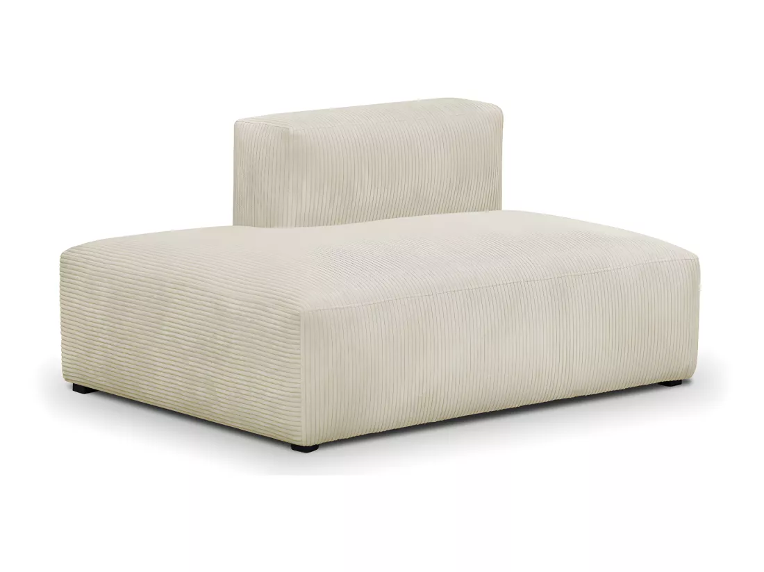 Canapé d'angle à droite modulable avec méridienne 3/4 places en velours côtelé beige - Modulo