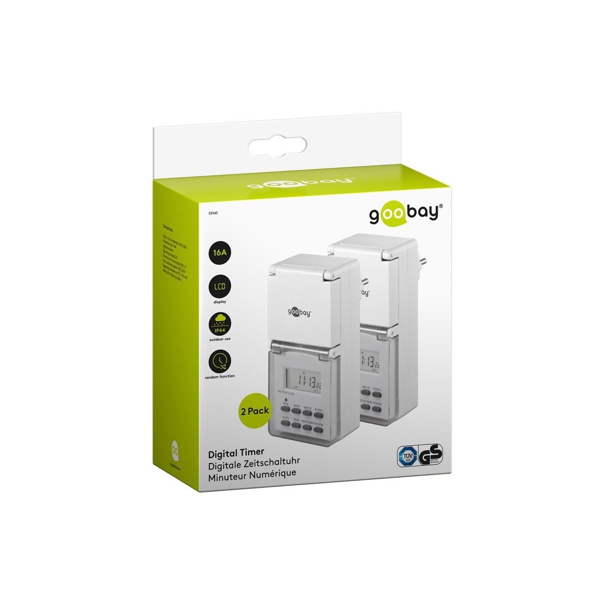 Goobay Sett med 2, digital timer IP44
