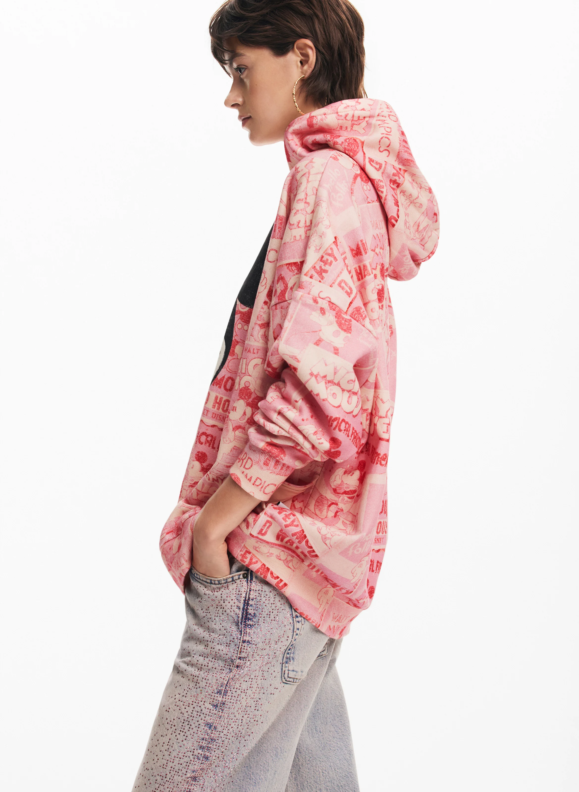 Sweat à capuche oversize en coton | Rouge