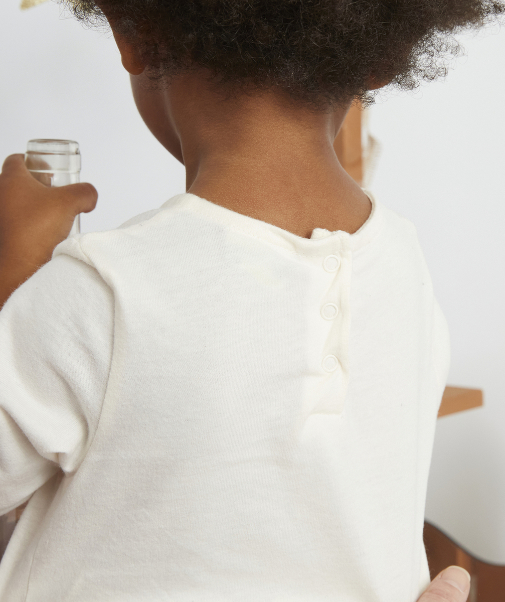 T-SHIRT BÉBÉ FILLE EN COTON BIO AVEC MESSAGELOVE ET FLEUR RELIEF