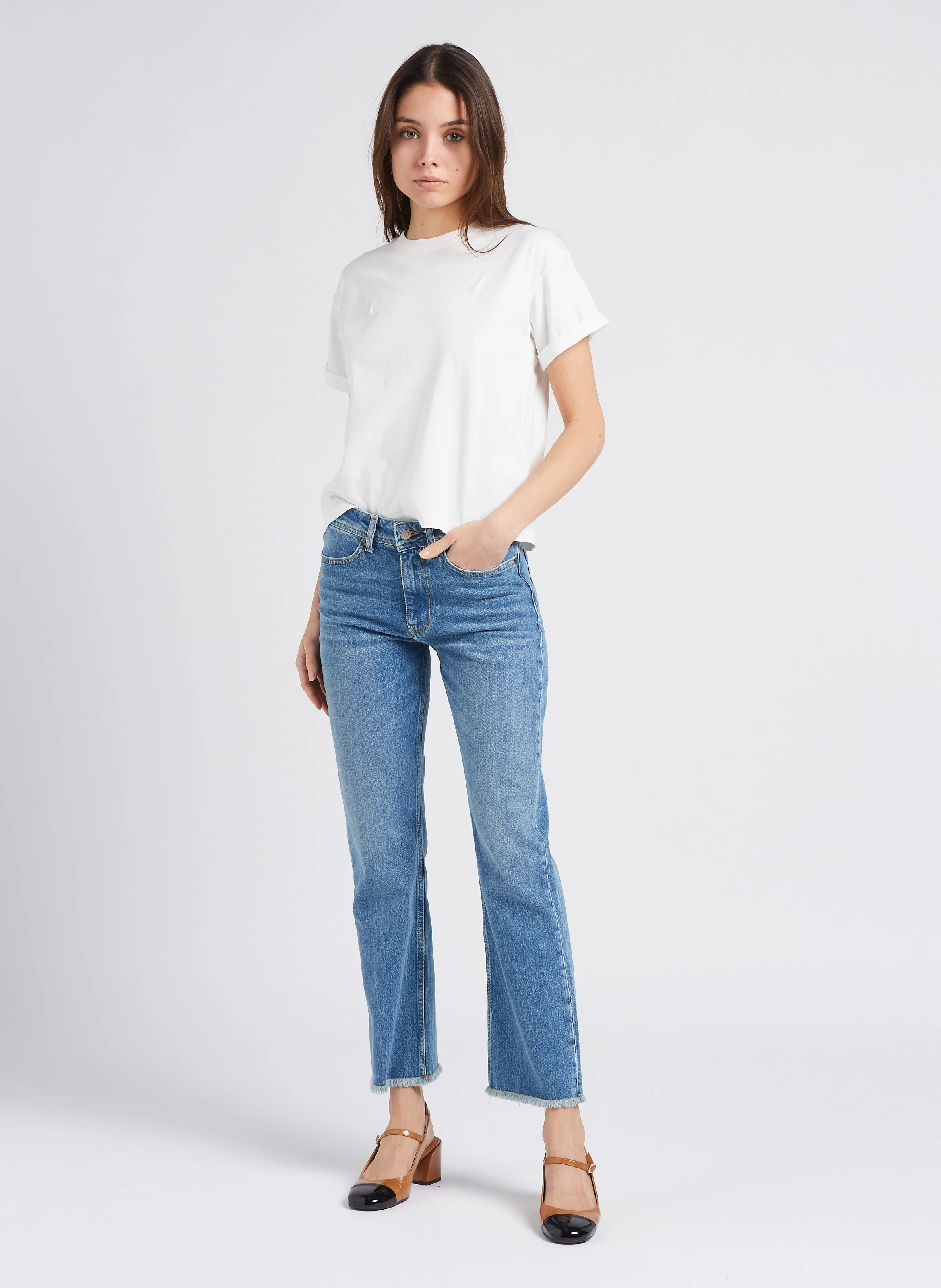 ROSIE - Tee-shirt droit col rond en coton | Beige