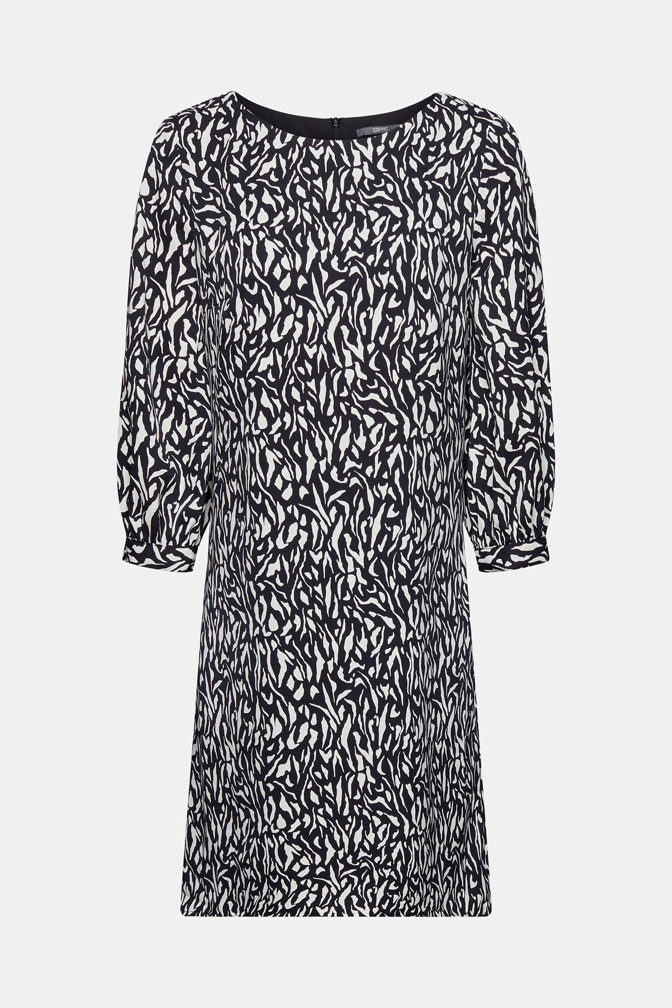 Vestido curto de corte reto com estampa por toda a peça - Estampa branca