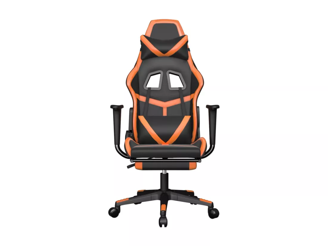 Chaise de jeu avec repose-pied Noir et orange Similicuir
