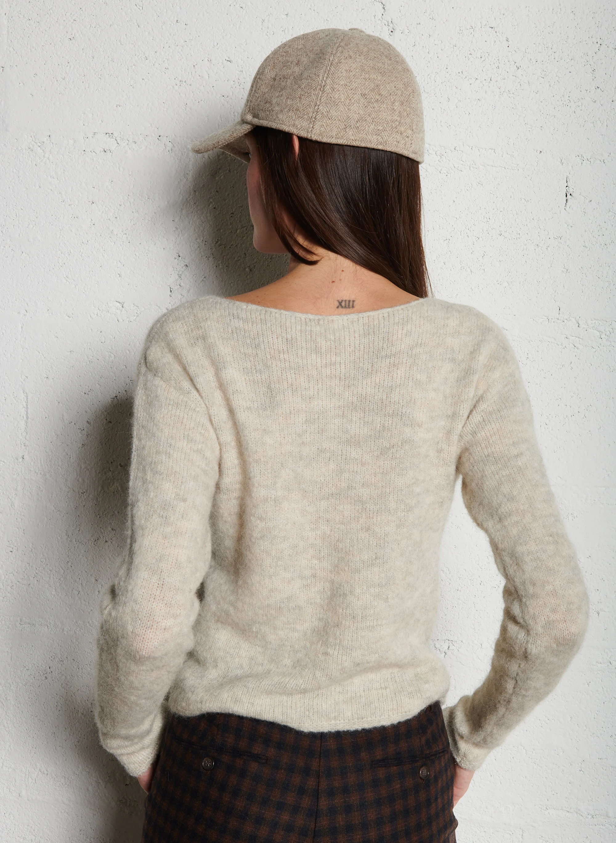 EAST - Pull droit col bateau en maille mélangée | Beige