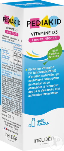 Pediakid Vitamine D3 Goût Neutre Flacon 20ml