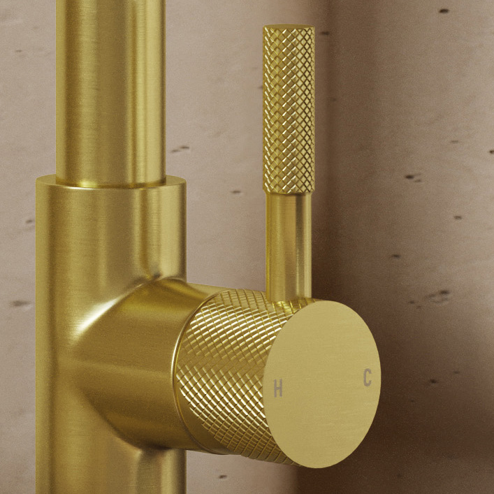 Saniclear Brass Curved hendel voor Highriser (SK89501)
