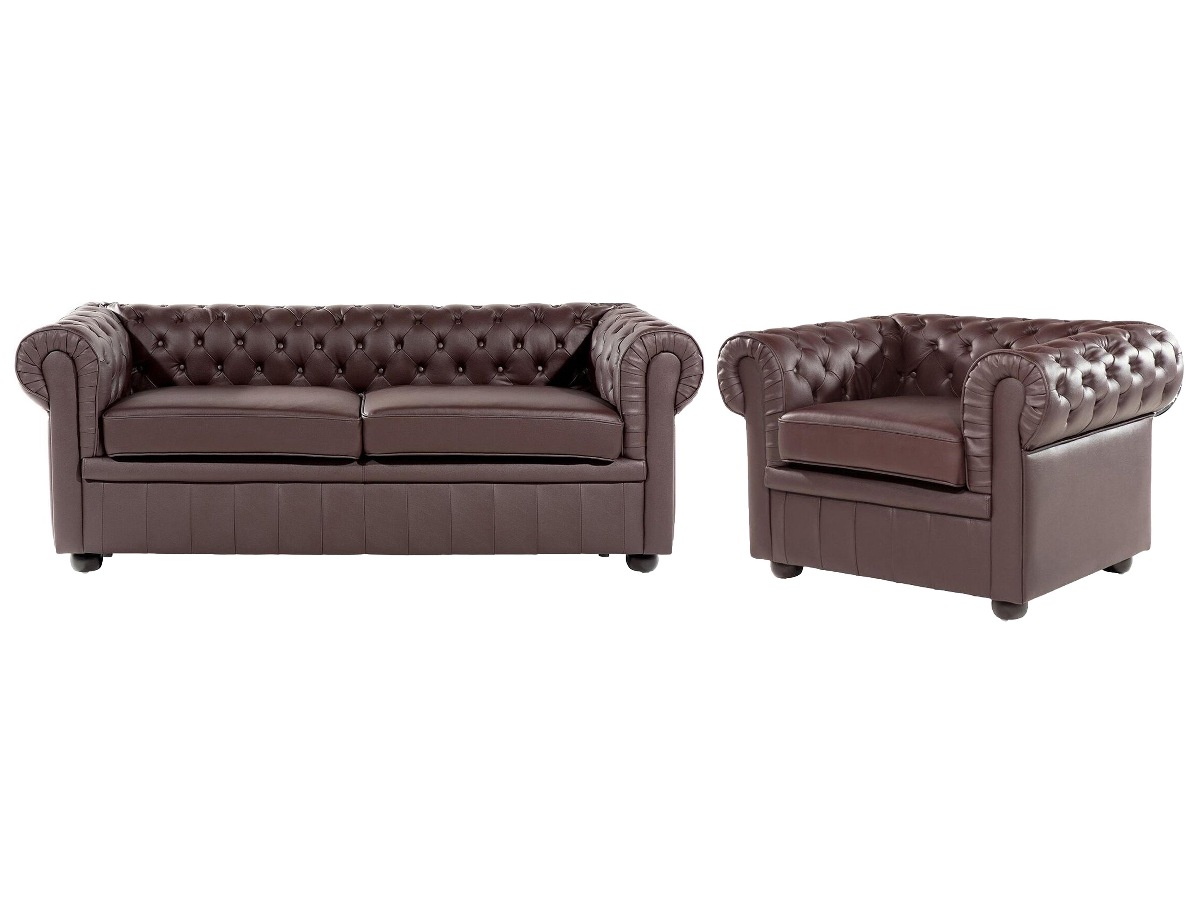 Bankenset 4-zits CHESTERFIELD Leer Bruin