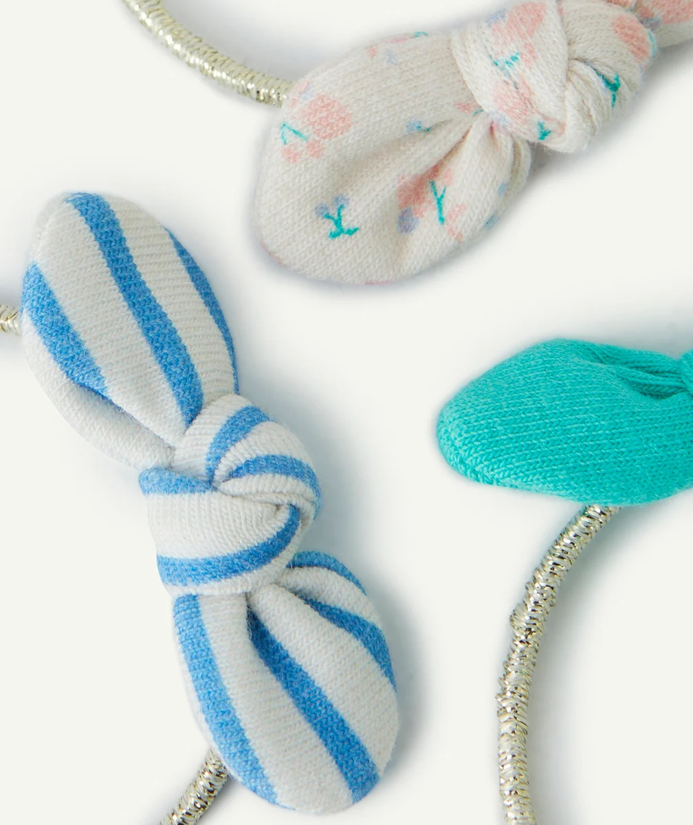 LOT DE 3 ÉLASTIQUES BÉBÉ FILLE COULEUR DORÉE AVEC NOEUDS