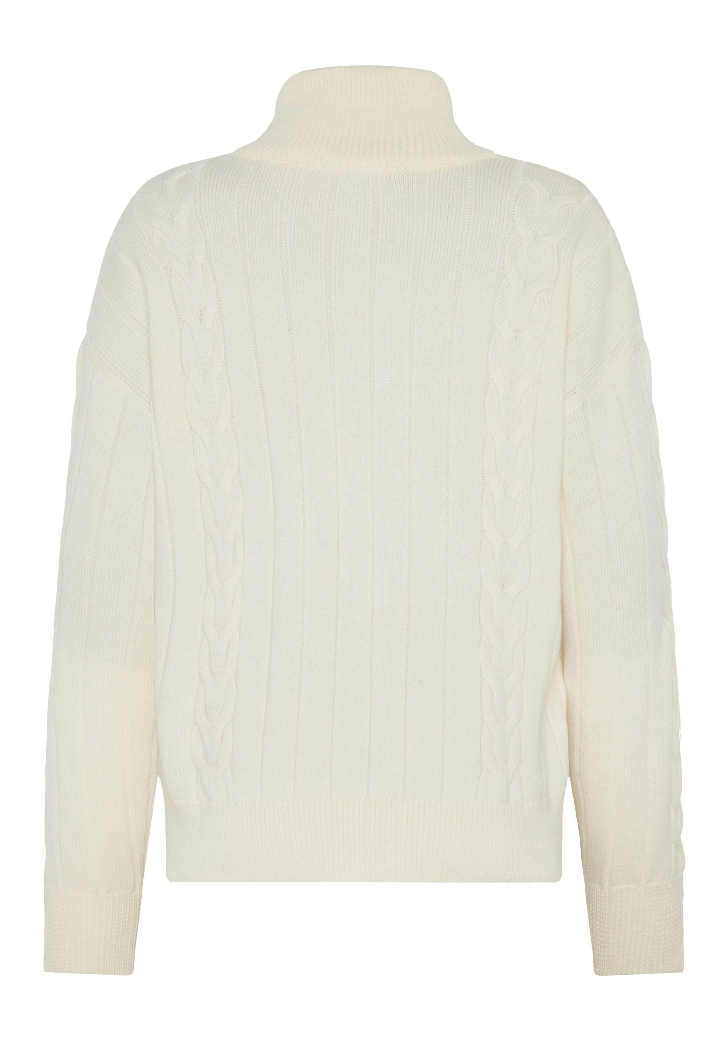 Knowledge Cotton Apparel Half-Zip-Strickpullover Merino Half Zip High Neck Egret