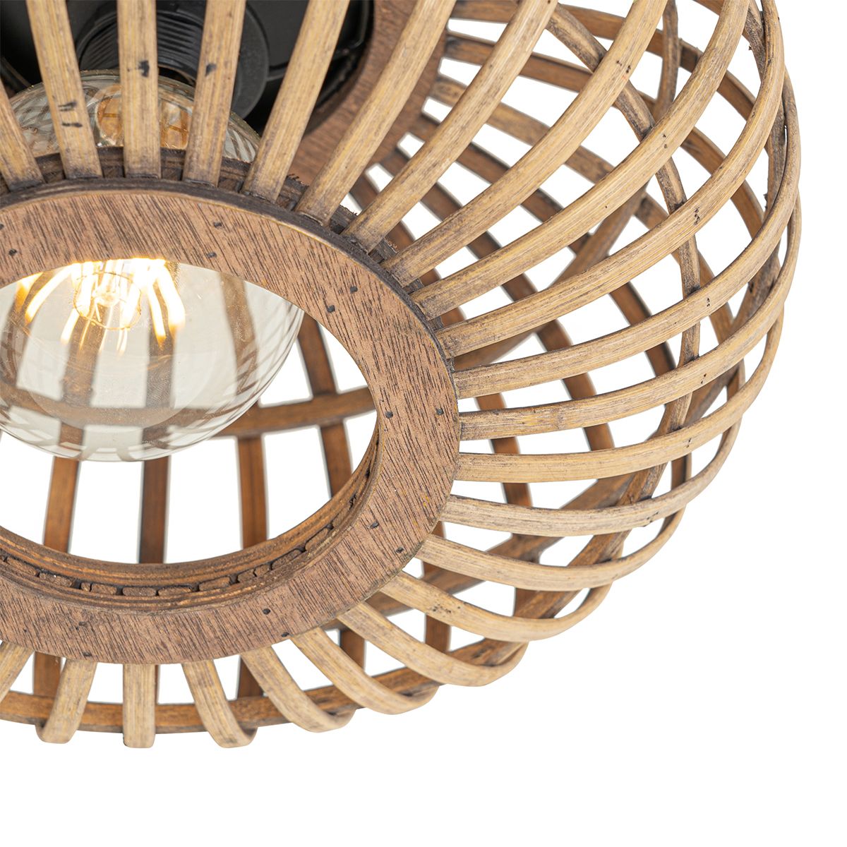 Smart plafondlamp zwart met bamboe incl. Wifi G95 - Amira