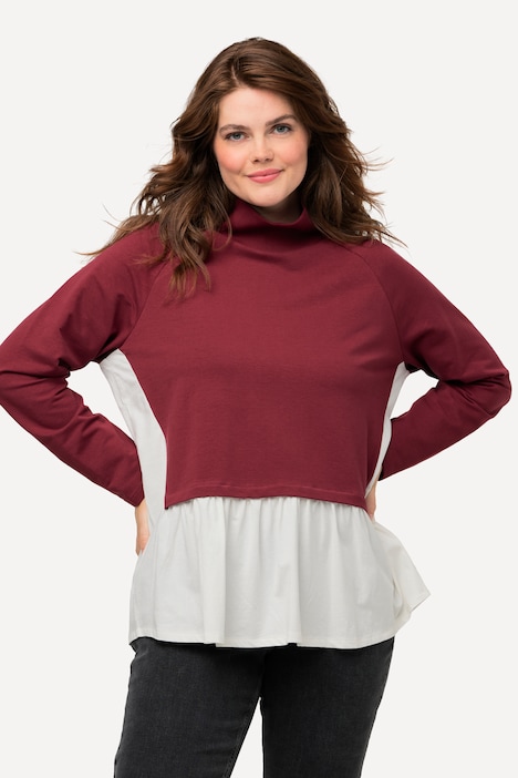 Sweatshirt, Lagenoptik, Stehkragen, Langarm, Biobaumwolle