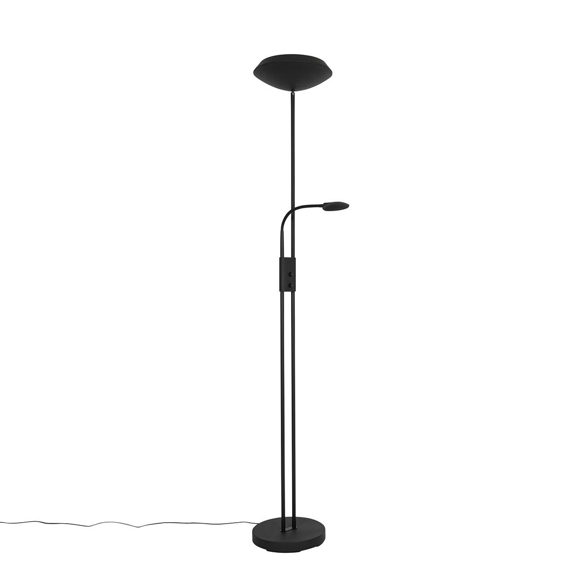 Vloerlamp zwart incl. LED en dimmer met leeslamp - Fez
