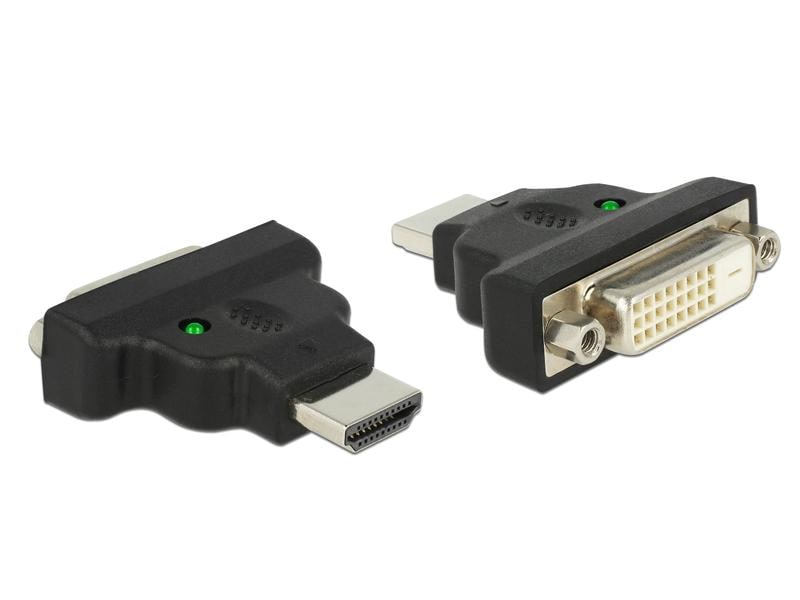 Delock Adapter HDMI - DVI-D 24 1 Pin, mit LED, 1 Stück Delock Adapter HDMI Stecker zu DVI 24 1 Pin Buchse mit LED