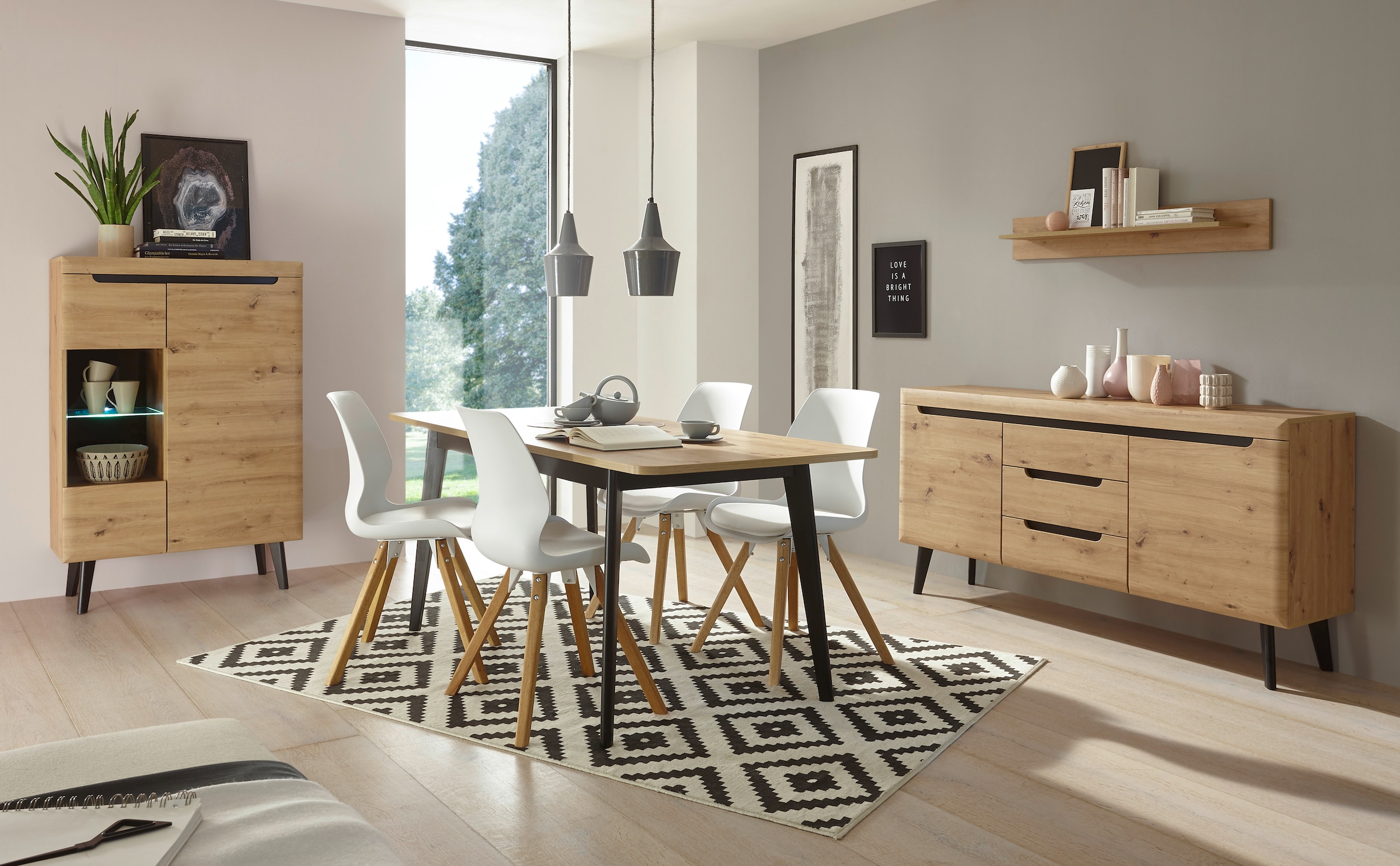 INOSIGN Vitrine »Torge, Hochschrank, Glasvitrine, Standvitrine, Vitrinenschrank« 1 Stk. tlg. in drei verschiedenen Farben verfügbar, Glastür & -boden, 90 cm breit