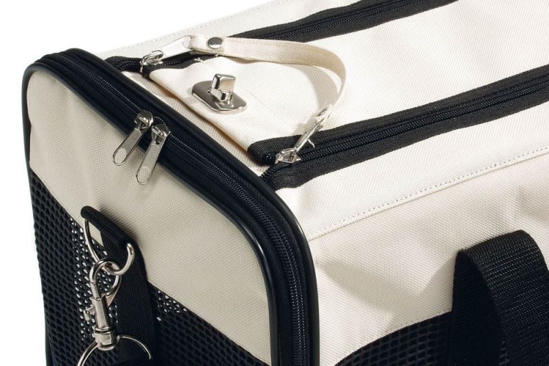 Beeztees Draagbare - Reistas Hond - Creme/ Blauw - 27x25x43 cm