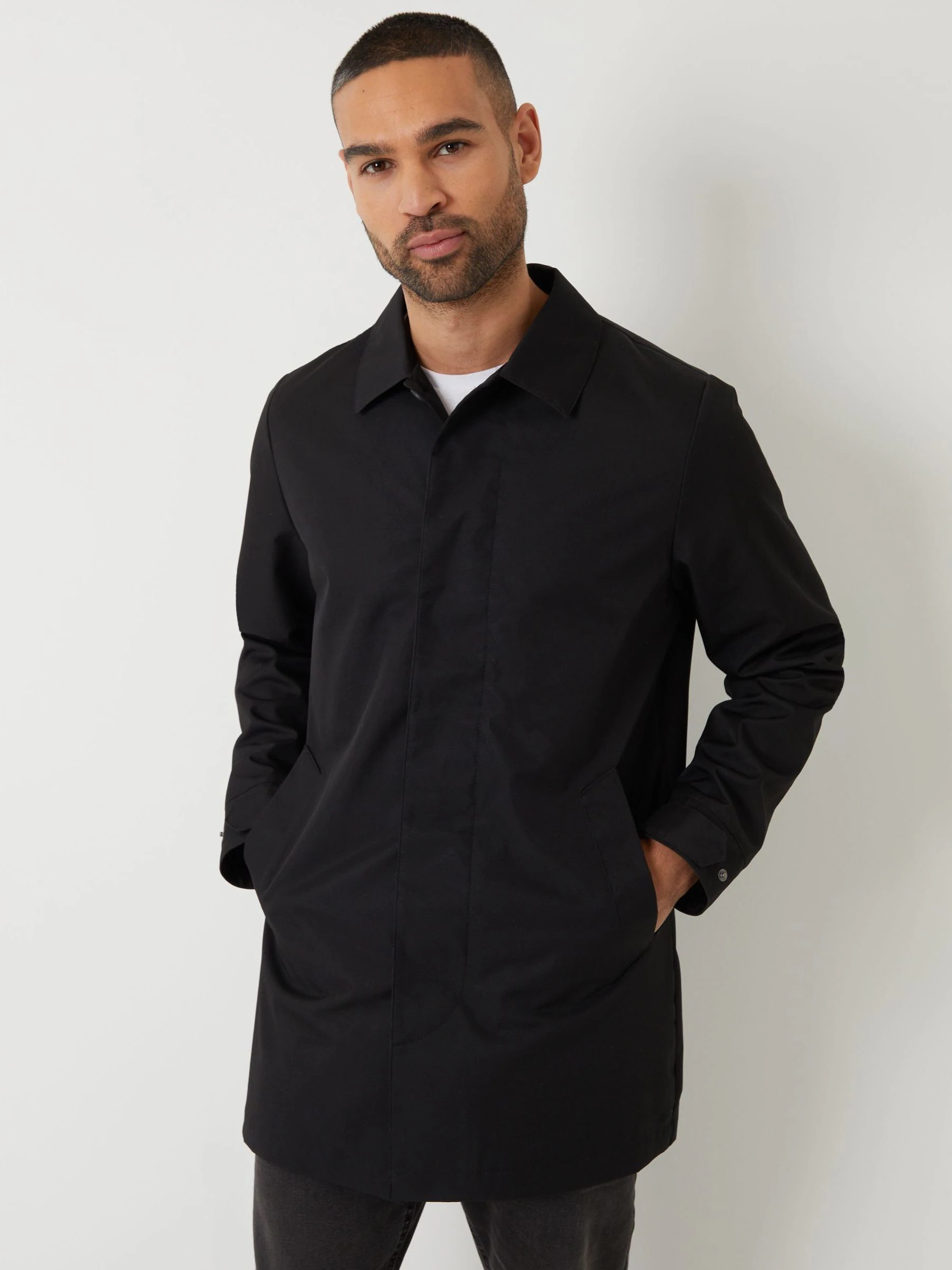 Zwart - Threadbare Showerproof Longline Trench Coat