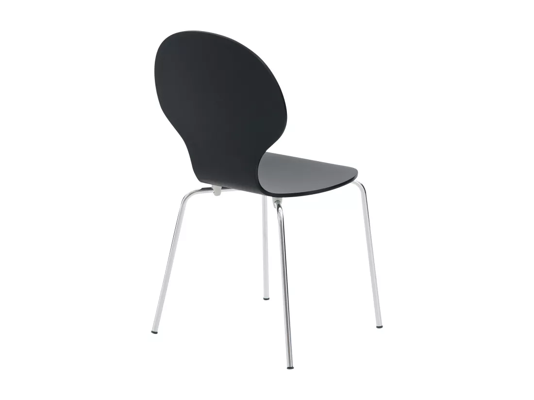 Lot de 8 Chaise de conférence - Bois - Noir - DIEGO