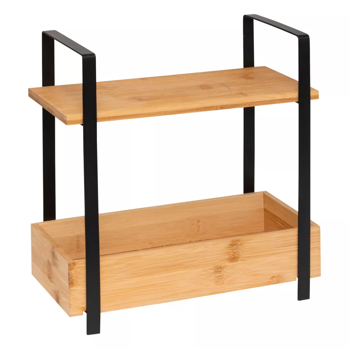 Etagère cuisine bois 2 niveaux bac (H30 cm) Ordera Noir