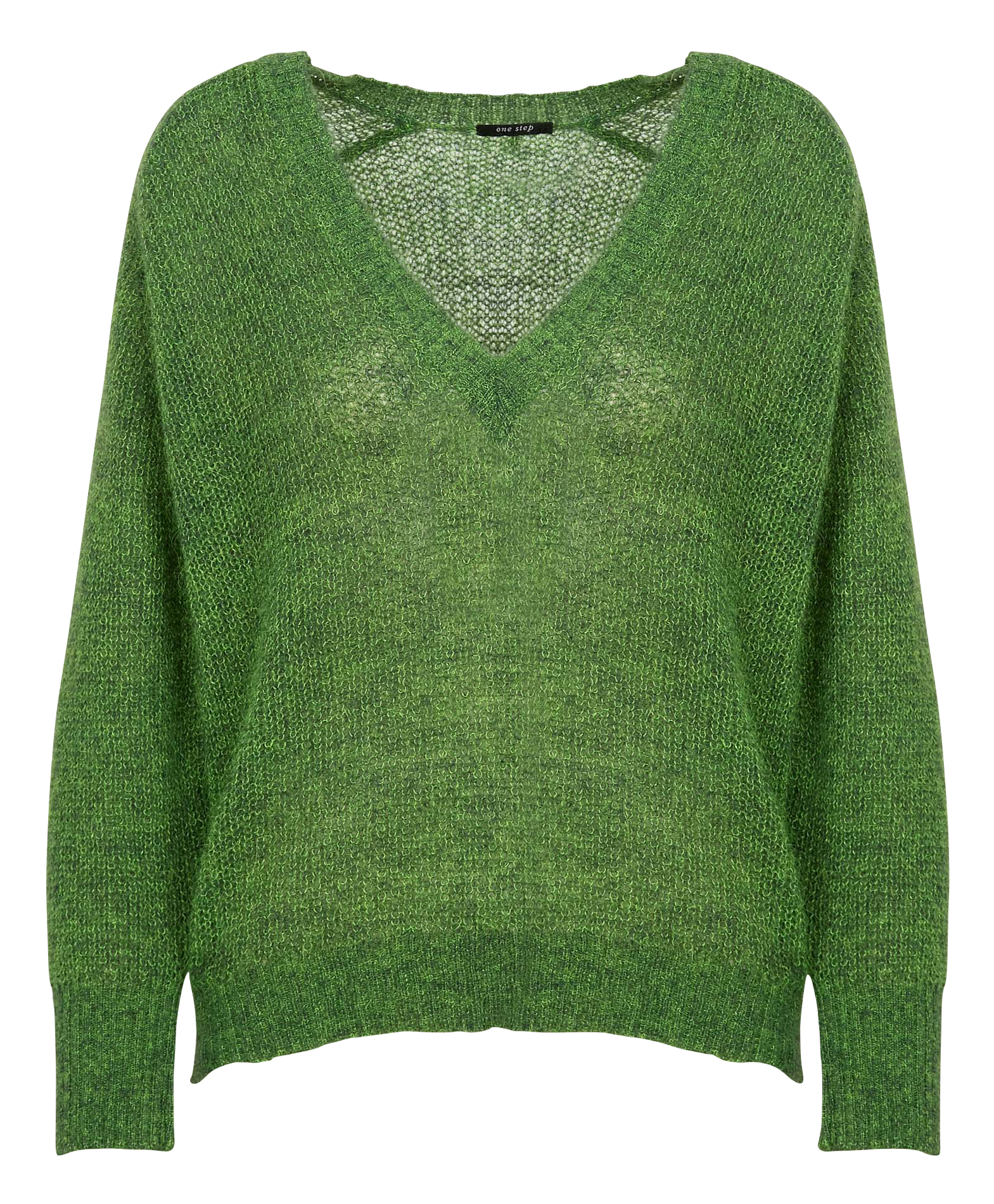 TASHA - Pull droit col V en maille| Vert