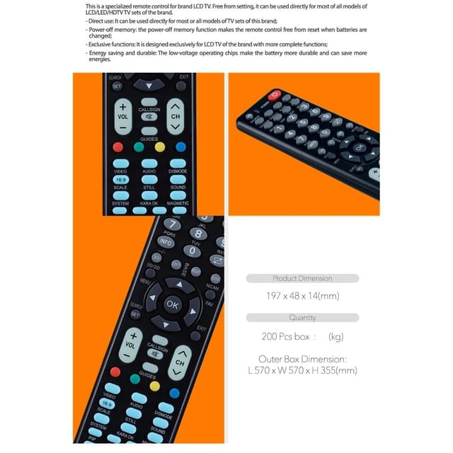 TV-fjernbetjening CHUNGHOP erstatning for E-K906 til Konka TV