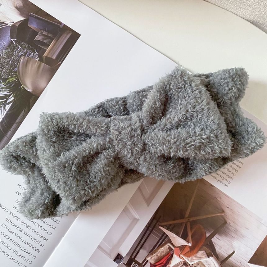 Karnemelk - Bow Chenille Face Wash Hoofdband
