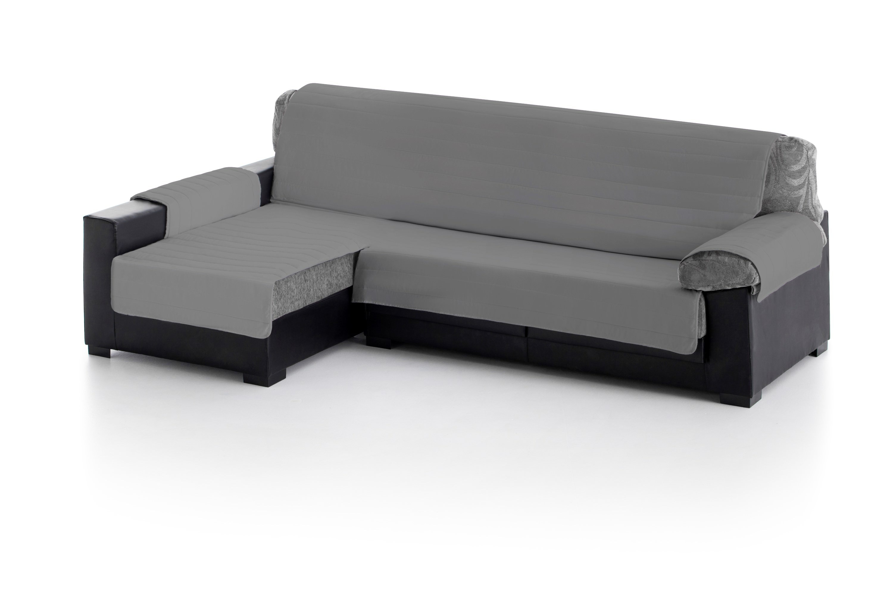Capa acolchoada para chaise longue esquerda em cinza escuro